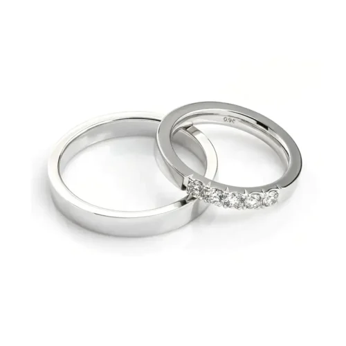 Verighete Aur alb 14K cu 5 Diamante 0.30ct cant - VR196