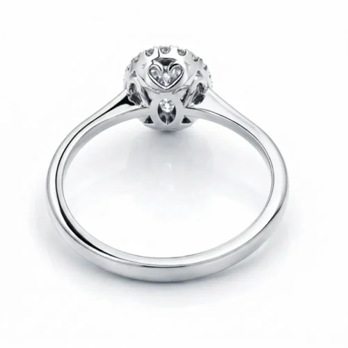 Inel din Aur Alb cu Smarald Natural Oval și Diamante - Diamond Stone