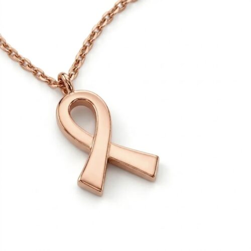 Pandant panglică roz de aur - pandantiv de conștientizare CT071