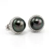 Cercei aur cu perle negre de cultura si diamante 0.50ct-CF005