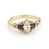 Inel de logodnă aur 14K cu diamant marquise și safire – elegant și unic IL261