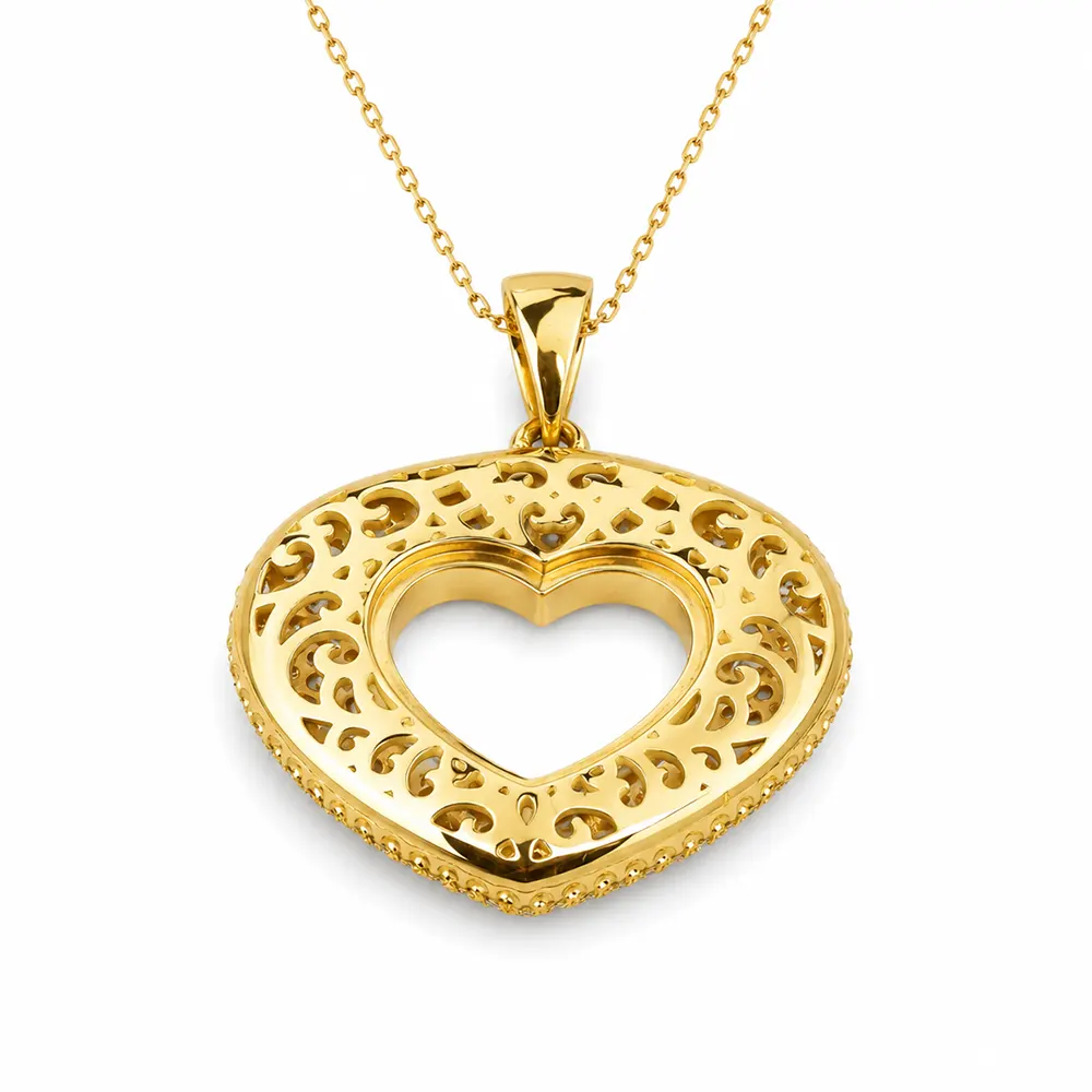 Pandantiv inima din aur 14K cu diamante naturale- PD088 - imagine 3