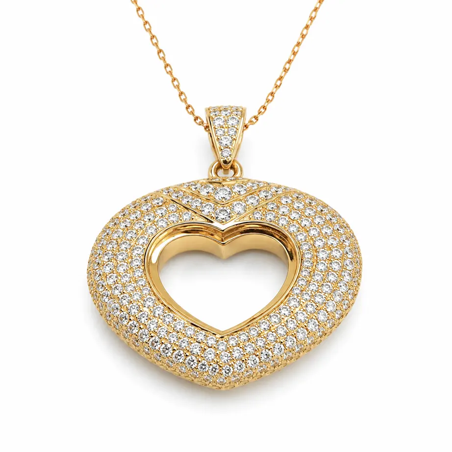 Pandantiv inima din aur 14K cu diamante naturale- PD088 - imagine 2