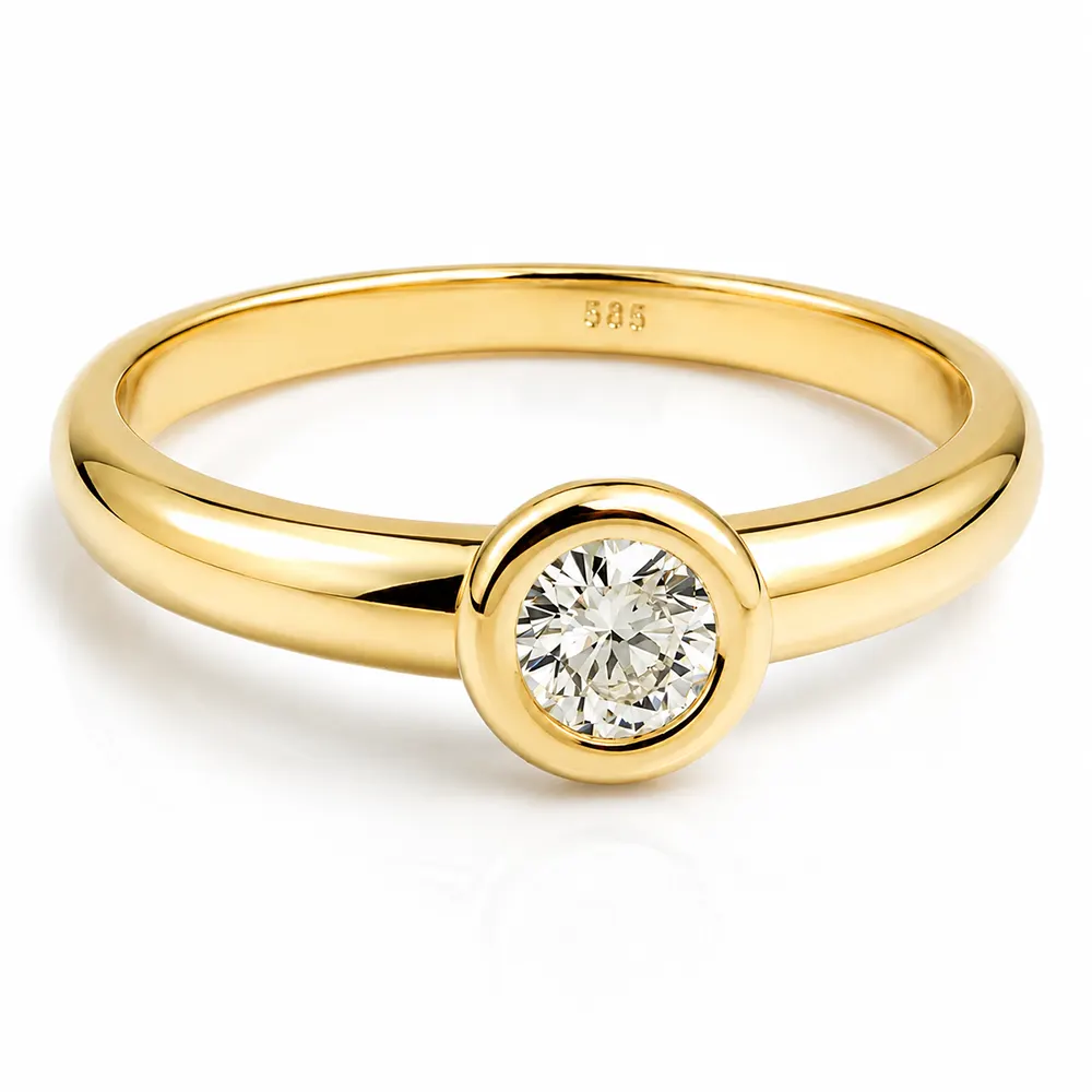 Inel de logodnă cu diamant natural 0.30 ct montură bezel- IL263 - imagine 4