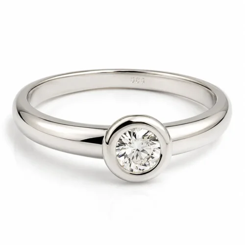 Inel de logodnă cu diamant natural 0.30 ct montură bezel- IL263