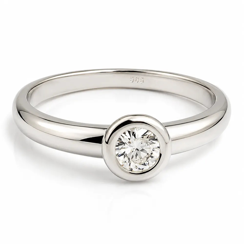 Inel de logodnă cu diamant natural 0.30 ct montură bezel- IL263