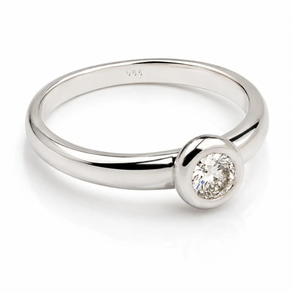 Inel de logodnă cu diamant natural 0.30 ct montură bezel- IL263 - imagine 2